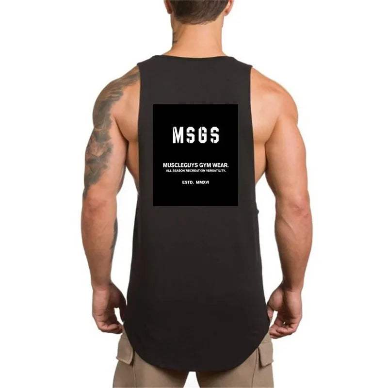 Brand NO PAIN NO GAIN Clothing Bodybuilding Stringer Gym Tank Top Men Fitness Singlet Cotton Sleeveless Shirt Muscle Vest
