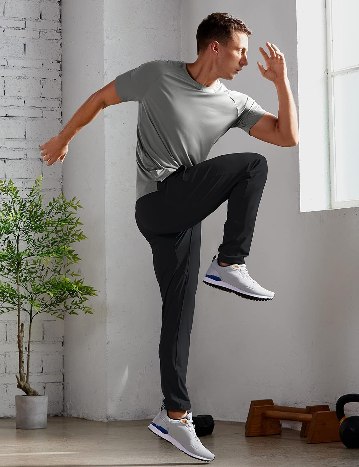 4-Way Stretch Athletic Pants for Men 30" Workout Lounge Casual Work Jogger with Zip Pocket