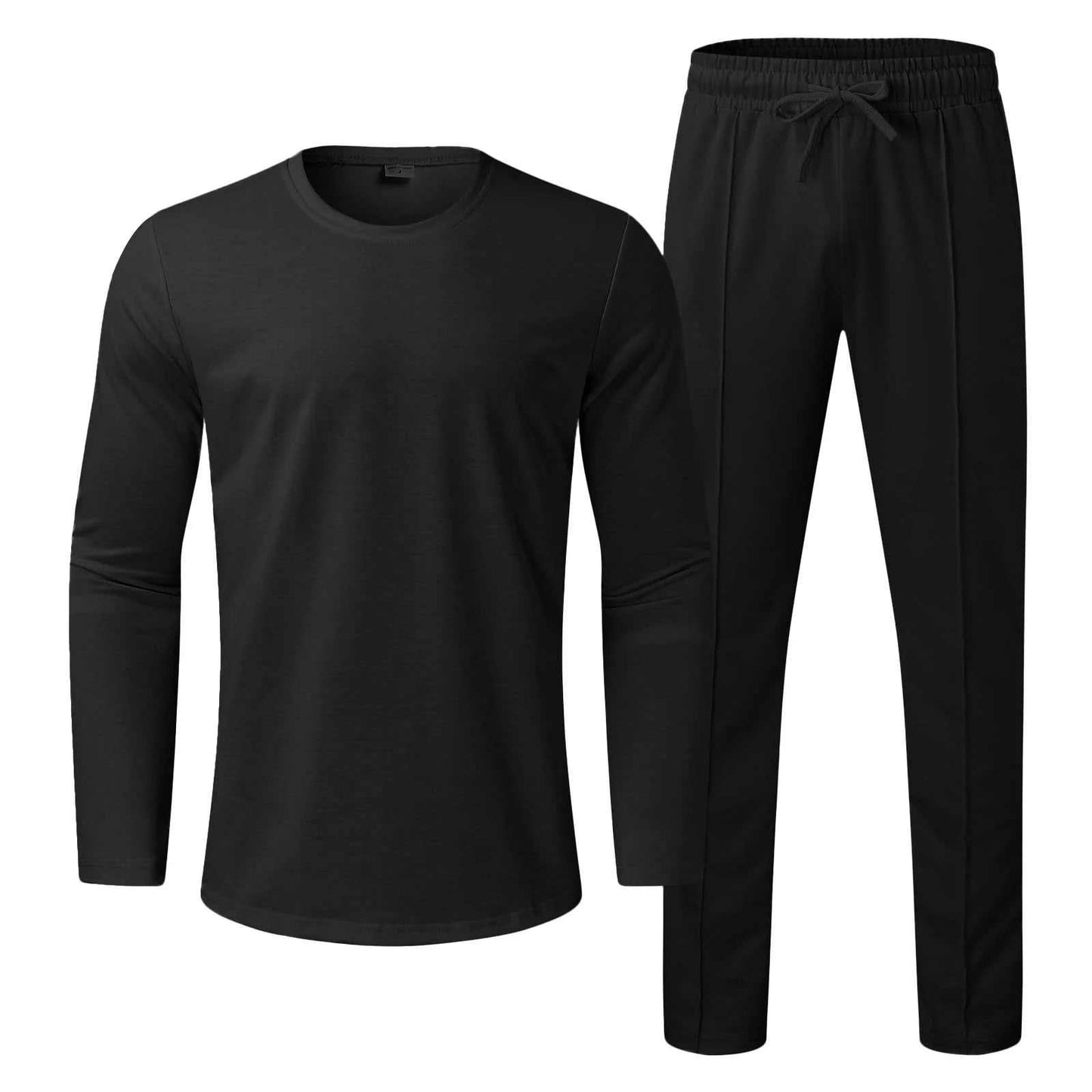 Men'S Tracksuits Tight T-Shirt and Pants Set Outfit Two-Piece Fitness Solid Training Casual Sports Sweatsuits