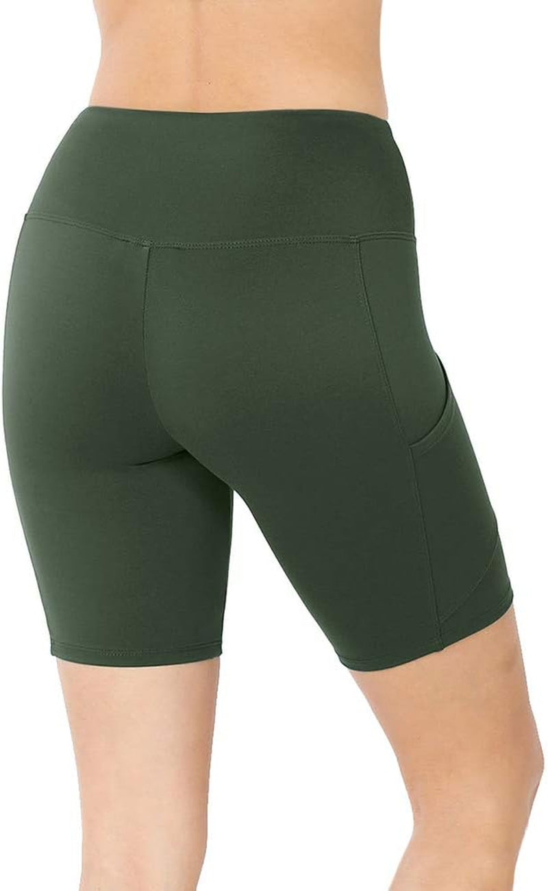 Elevate Your Workout with Our Women's High Waist Biker Yoga Shorts Featuring Convenient Pockets