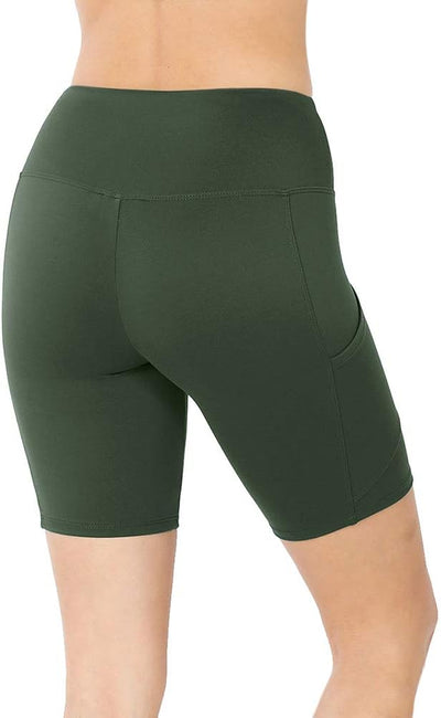 Elevate Your Workout with Our Women's High Waist Biker Yoga Shorts Featuring Convenient Pockets