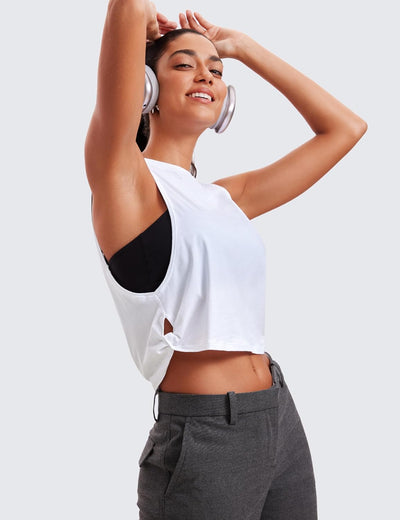 Elevate Your Workout with Our Luxurious Pima Cotton Cropped Tank Top for Women - Perfect for Yoga, Running, and Gym Sessions