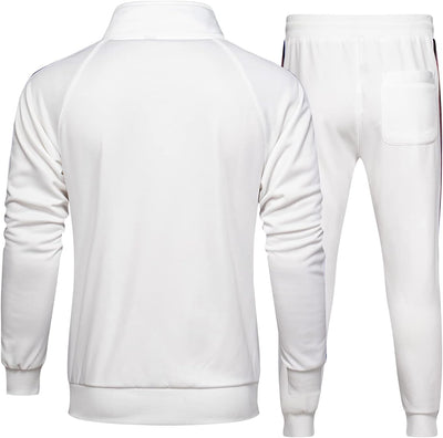Men Tracksuit Set Full-Zip Sweatshirt Jogger Sweatpants Warm Sports Suit Gym Training Wear